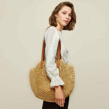 Load image into Gallery viewer, Addie boho straw tote bag
